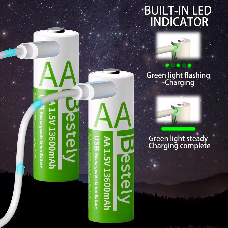 UltraCharge 1.5V Rechargeable AA Batteries (13600mAh)