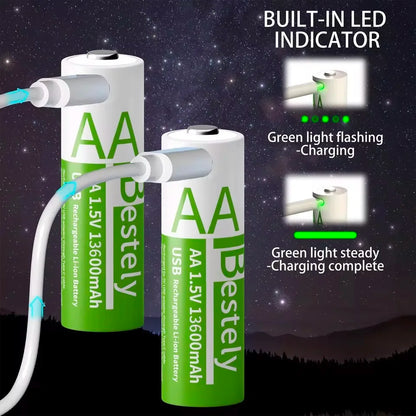 UltraCharge 1.5V Rechargeable AA Batteries (13600mAh)
