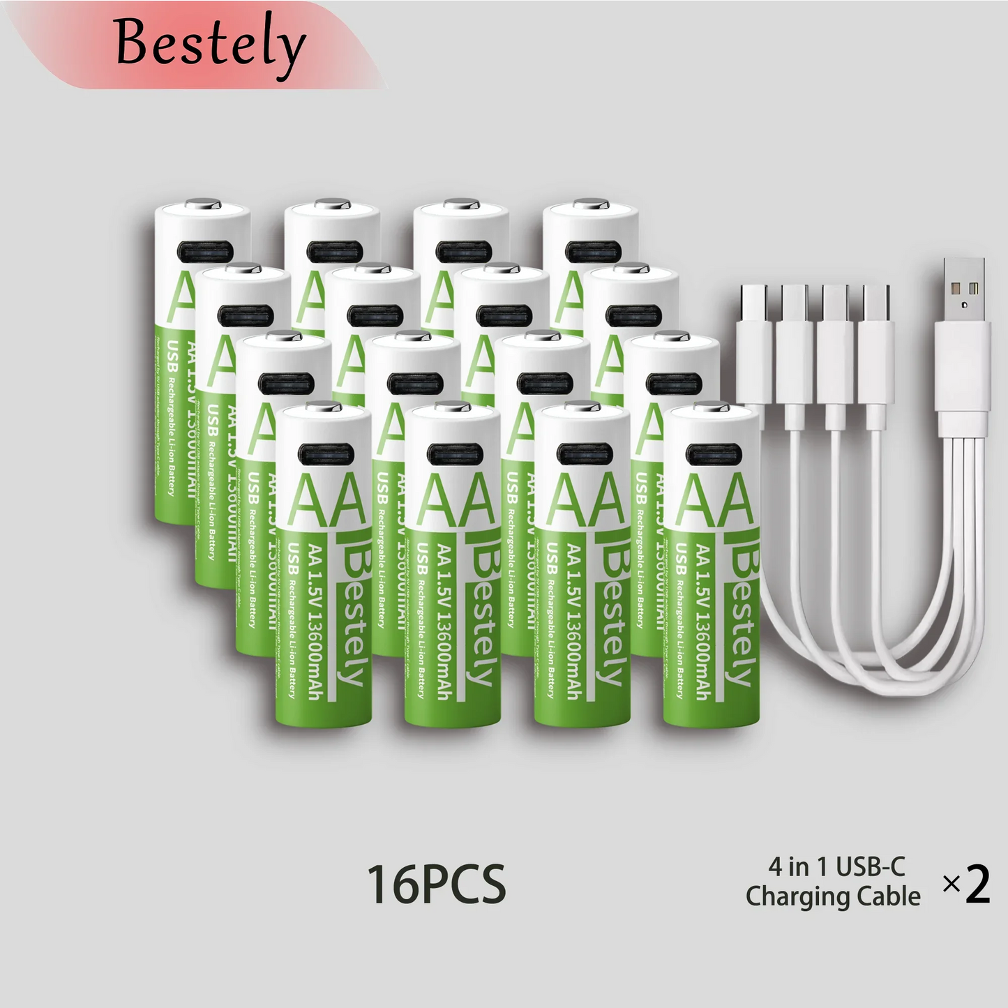 UltraCharge 1.5V Rechargeable AA Batteries (13600mAh)