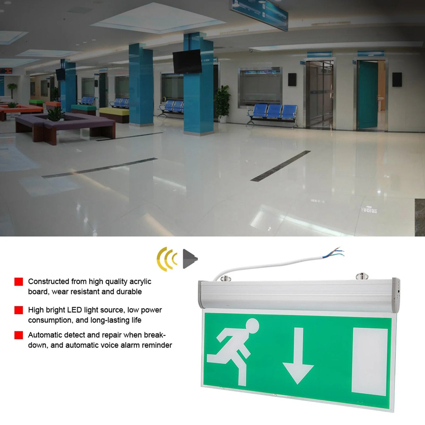 Acrylic LED Emergency Exit Sign Light
