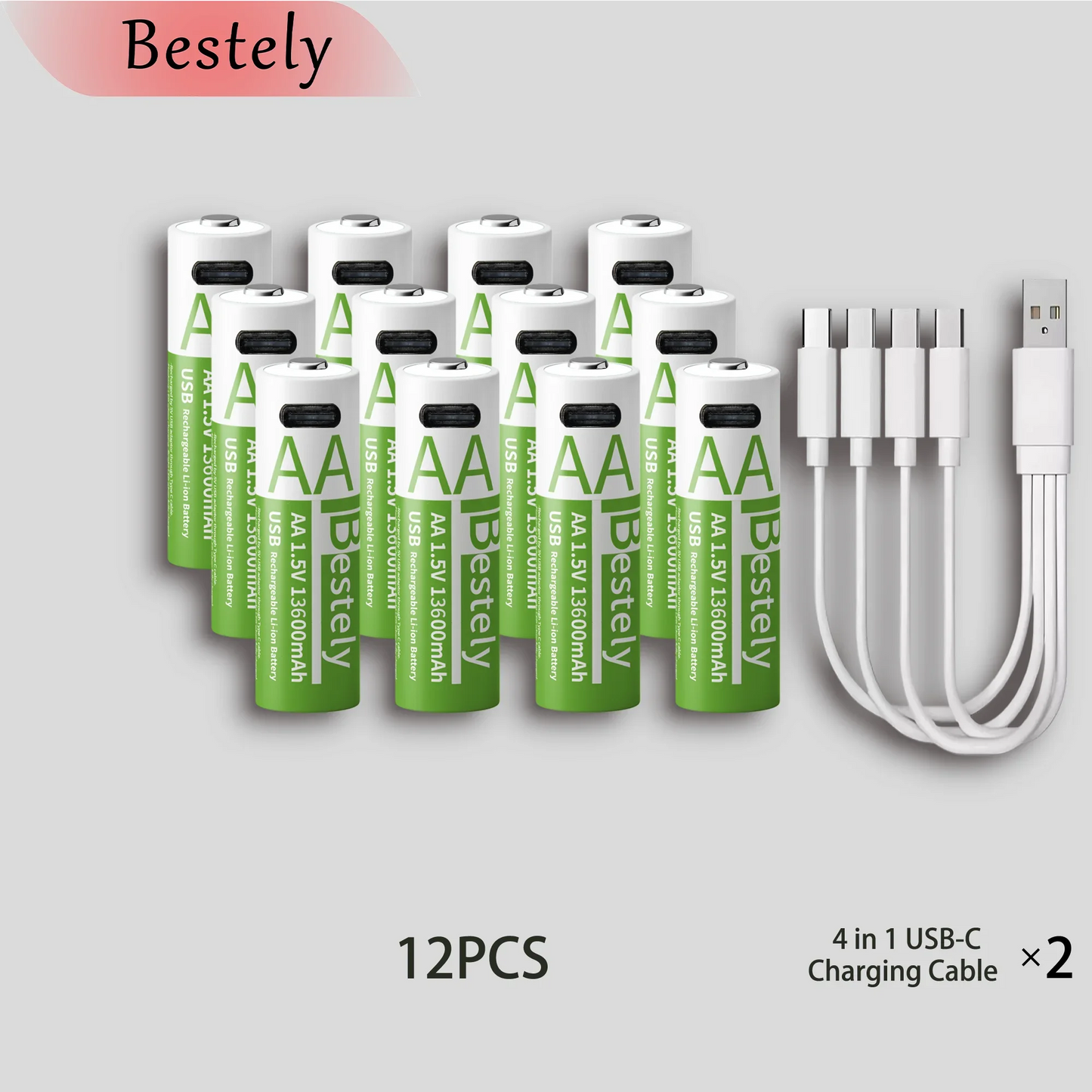 UltraCharge 1.5V Rechargeable AA Batteries (13600mAh)