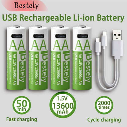 UltraCharge 1.5V Rechargeable AA Batteries (13600mAh)