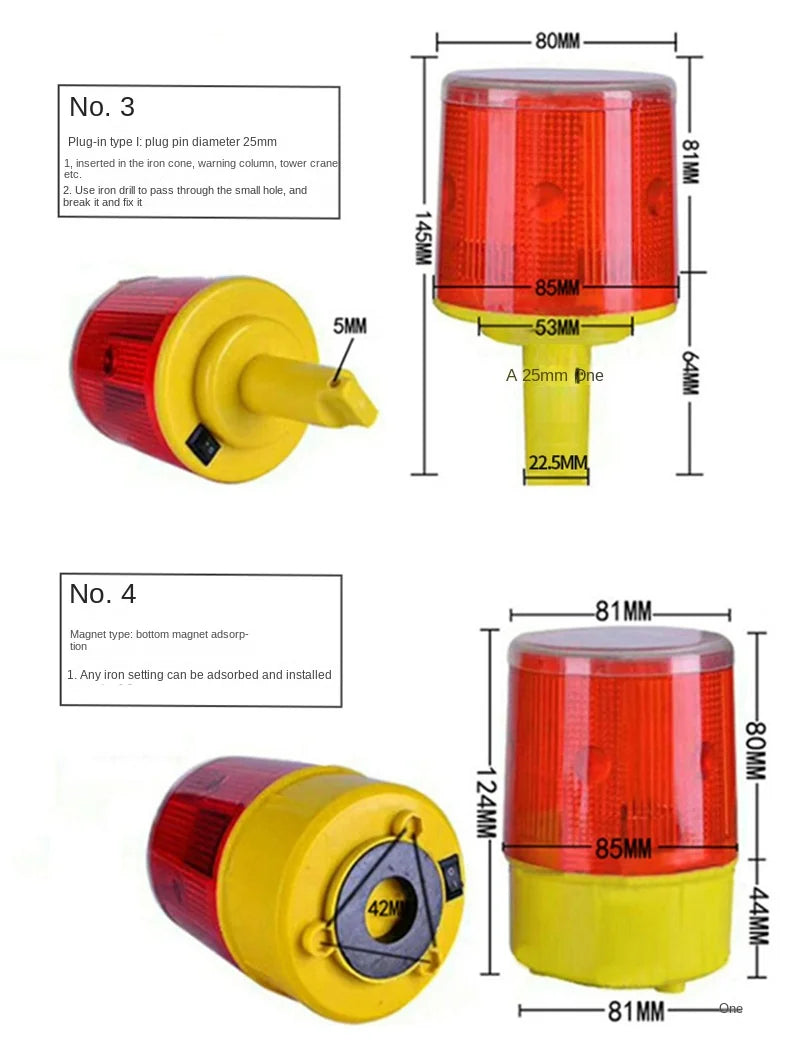 Solar LED Traffic Warning Beacon Light