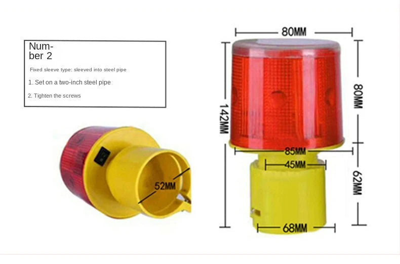 Solar LED Traffic Warning Beacon Light