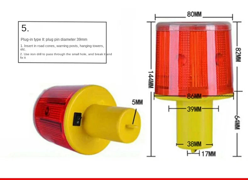 Solar LED Traffic Warning Beacon Light
