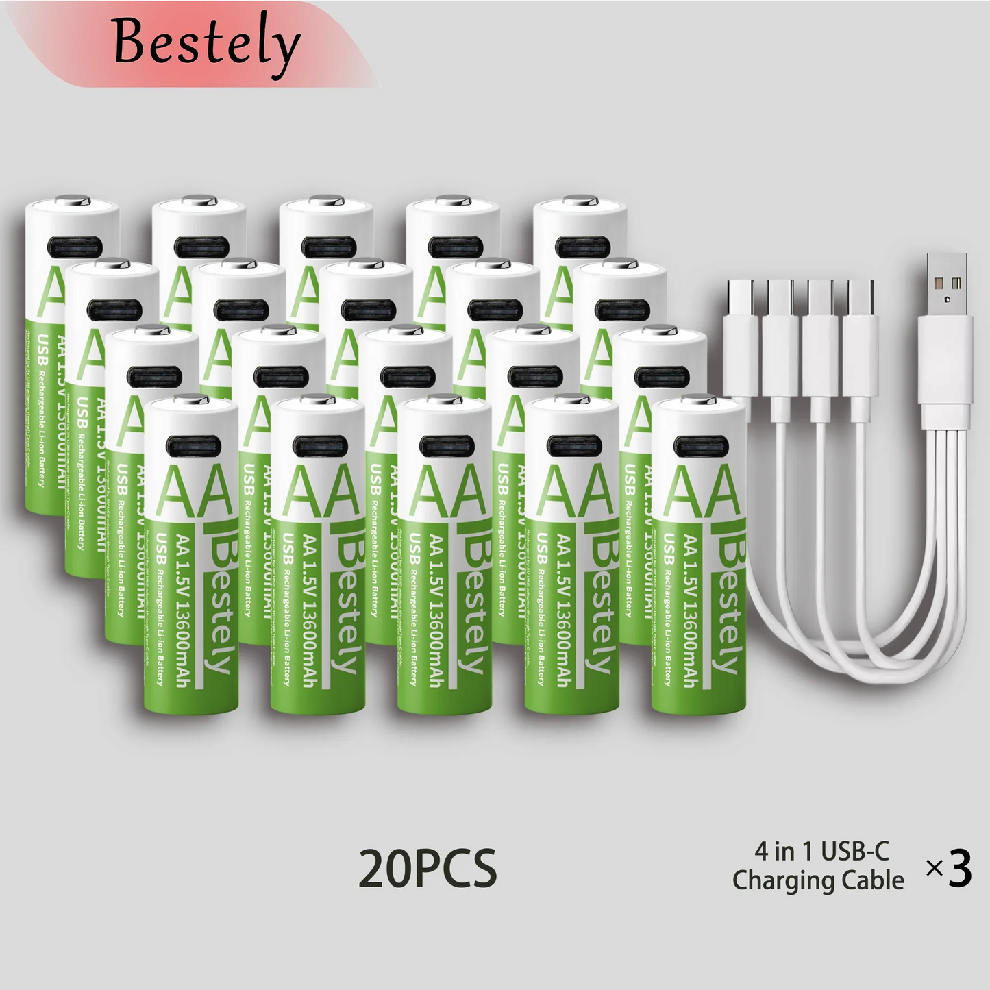 UltraCharge 1.5V Rechargeable AA Batteries (13600mAh)