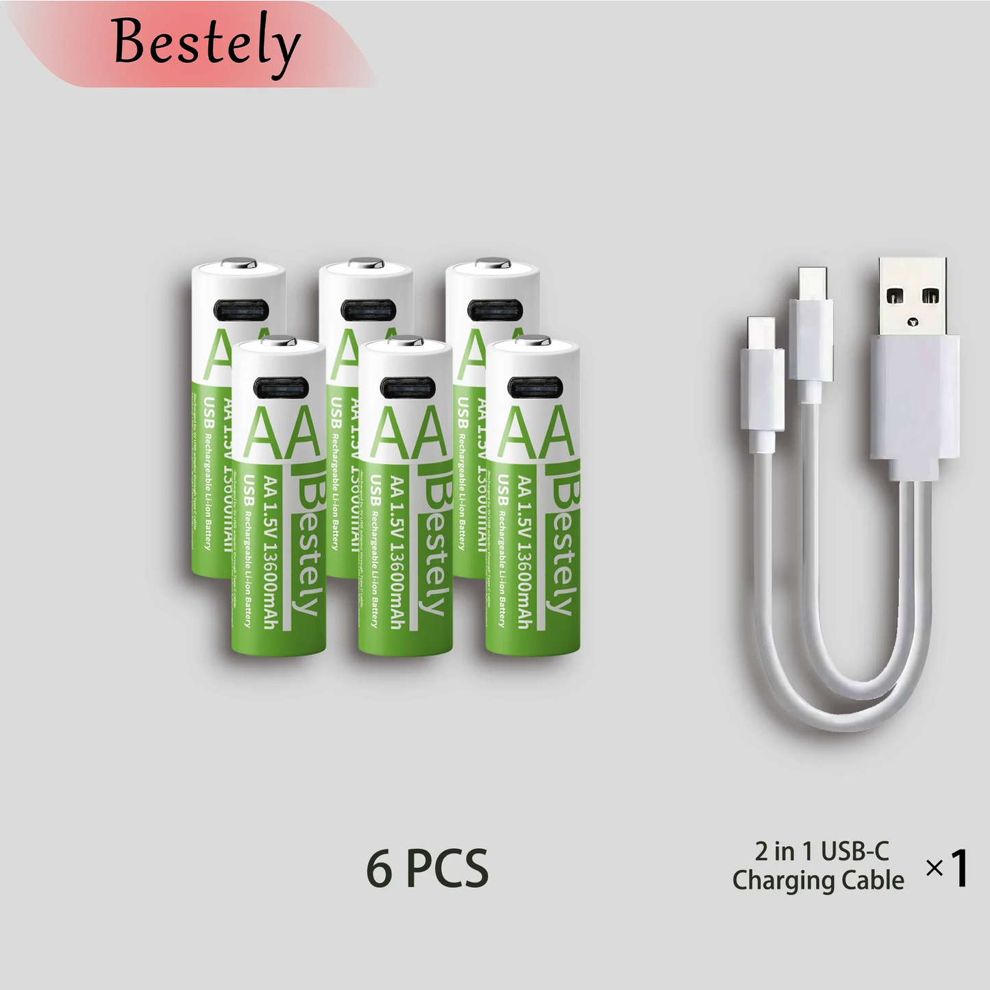 UltraCharge 1.5V Rechargeable AA Batteries (13600mAh)